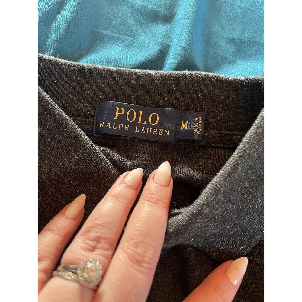 Polo Ralph Lauren Men’s Gray Long Sleeve Shirt Medium Tailored Fit Red Pony